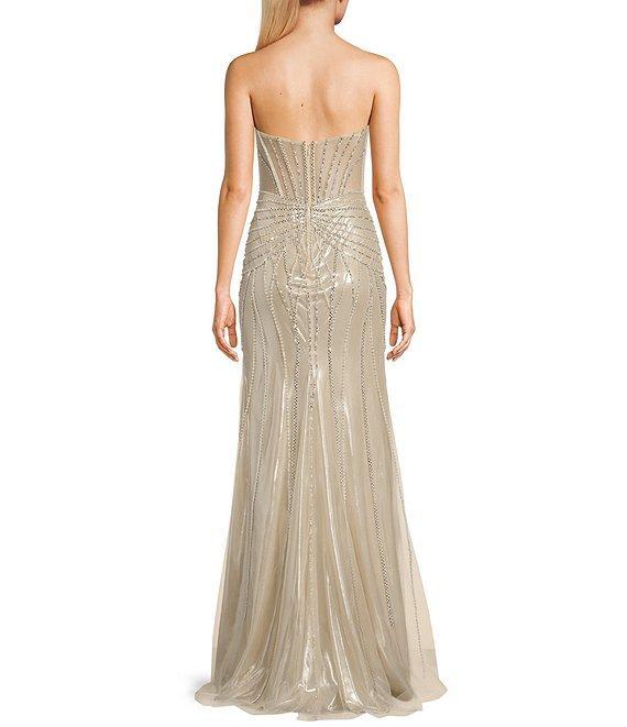 GB Linear Beaded Glam Strapless Gown Product Image