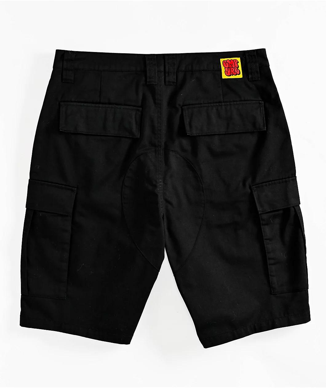 Empyre Cargo Loose Fit Black Skate Shorts Product Image