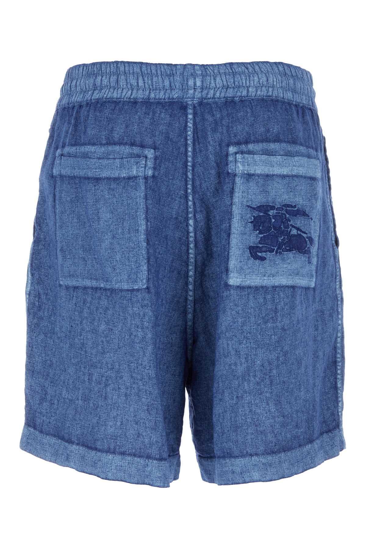 Blue Linen Bermuda Shorts In Knight Product Image