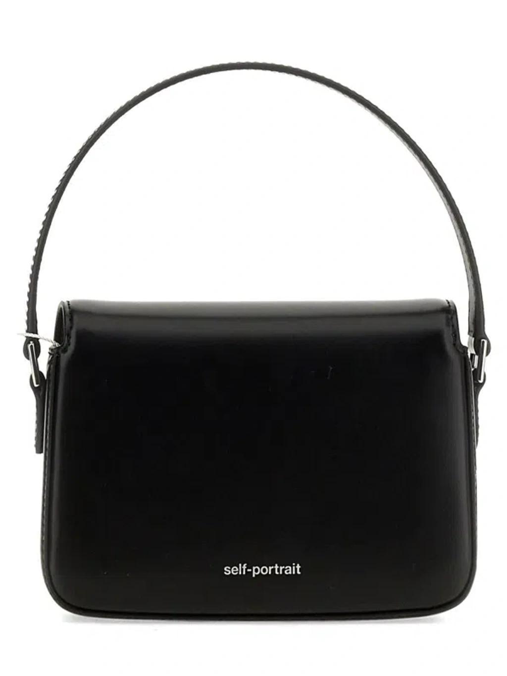 SELF-PORTRAIT Micro Black Handbag With Bow Detail In Smooth Leather Woman Product Image