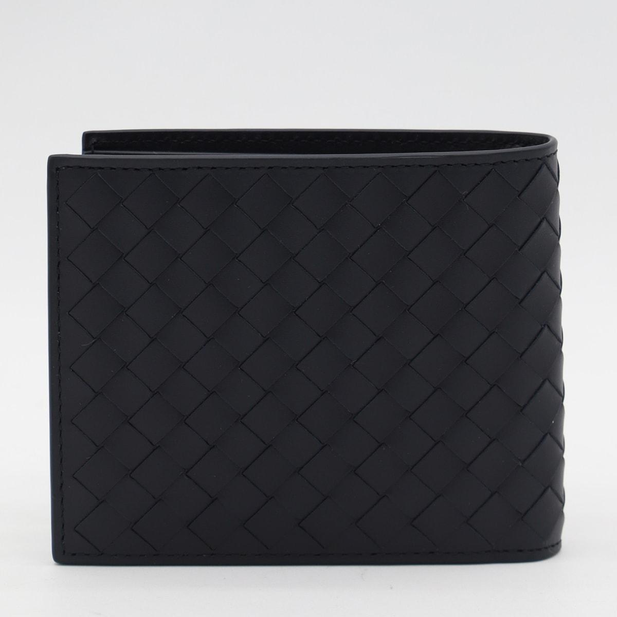 BOTTEGA VENETA Black Leather Wallet In Space/silver Product Image