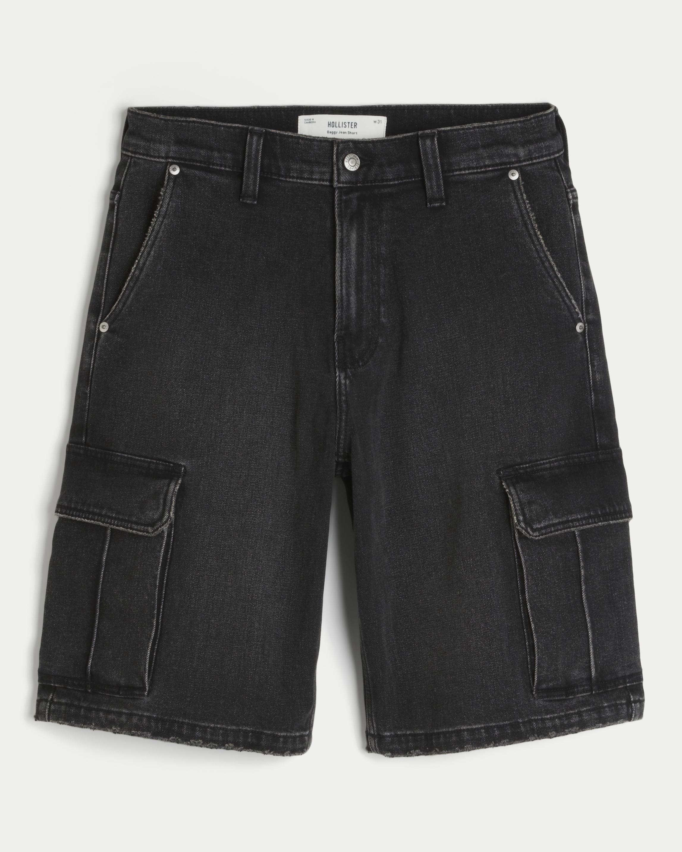 Washed Black Baggy Jean Shorts Product Image