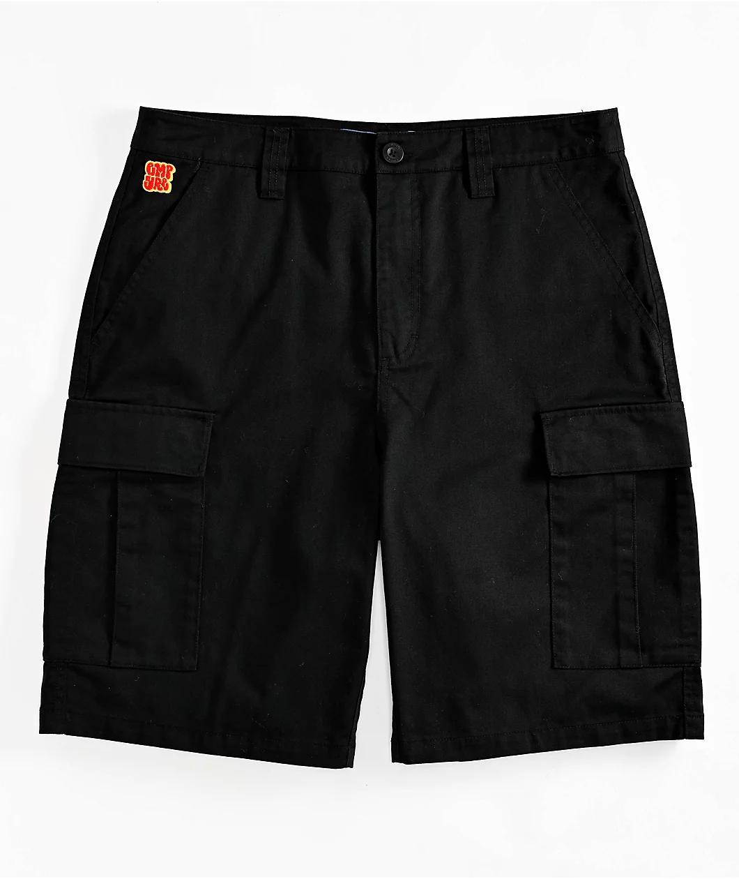 Empyre Cargo Loose Fit Black Skate Shorts Product Image