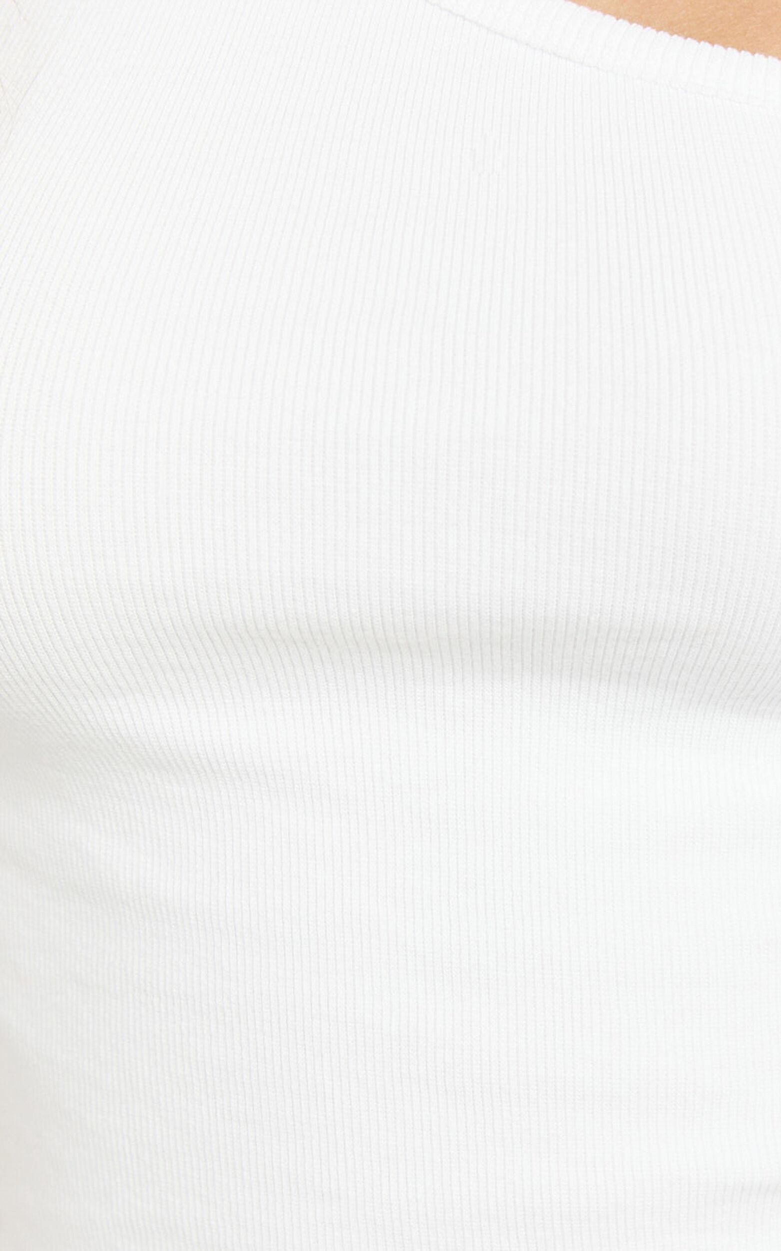 Rafael Top - One Shoulder Rib Strap Tank Top in White Product Image