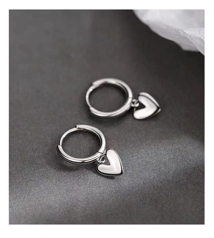 925 Sterling Silver Heart Drop Earring Product Image