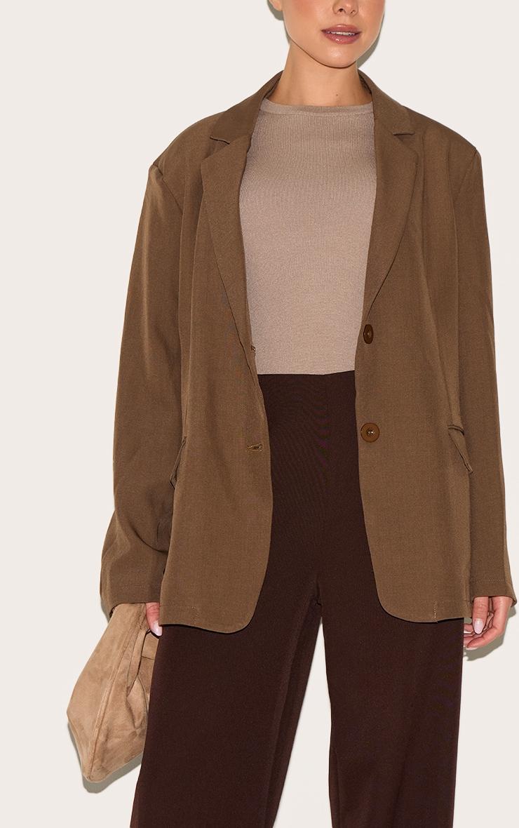 Taupe Seam Detail Structured Oversized Blazer Product Image