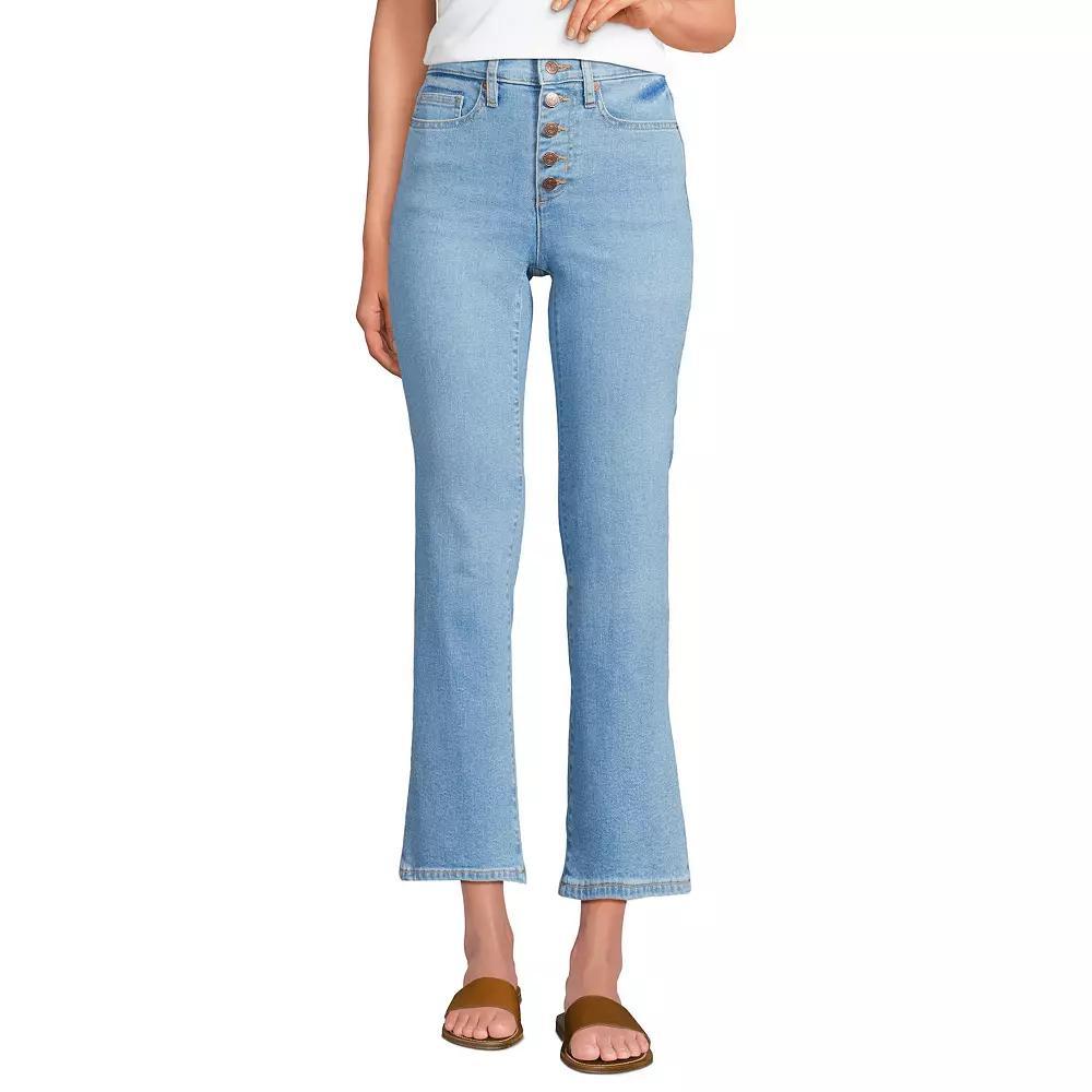 Women's Lands' End Recover High Rise Button Front Kick Flare Crop Jeans,  Product Image