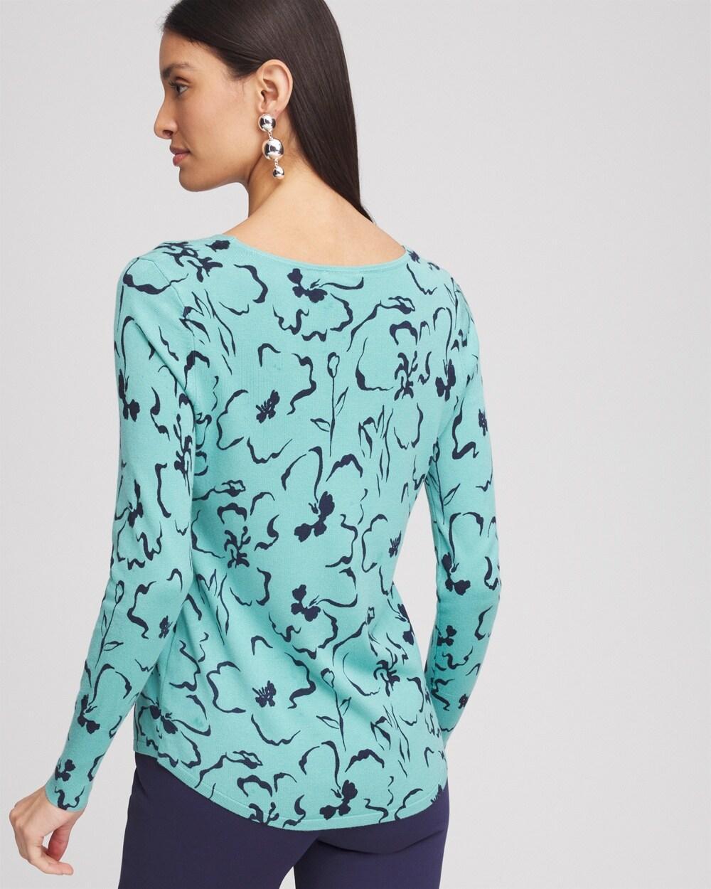 V-Neck Floral Pullover Sweater Product Image