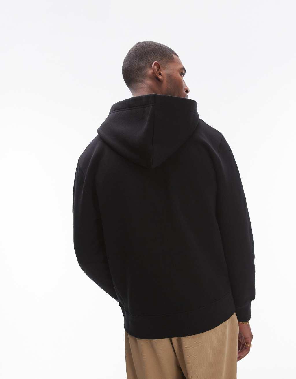 Topman full zip hoodie in black Product Image