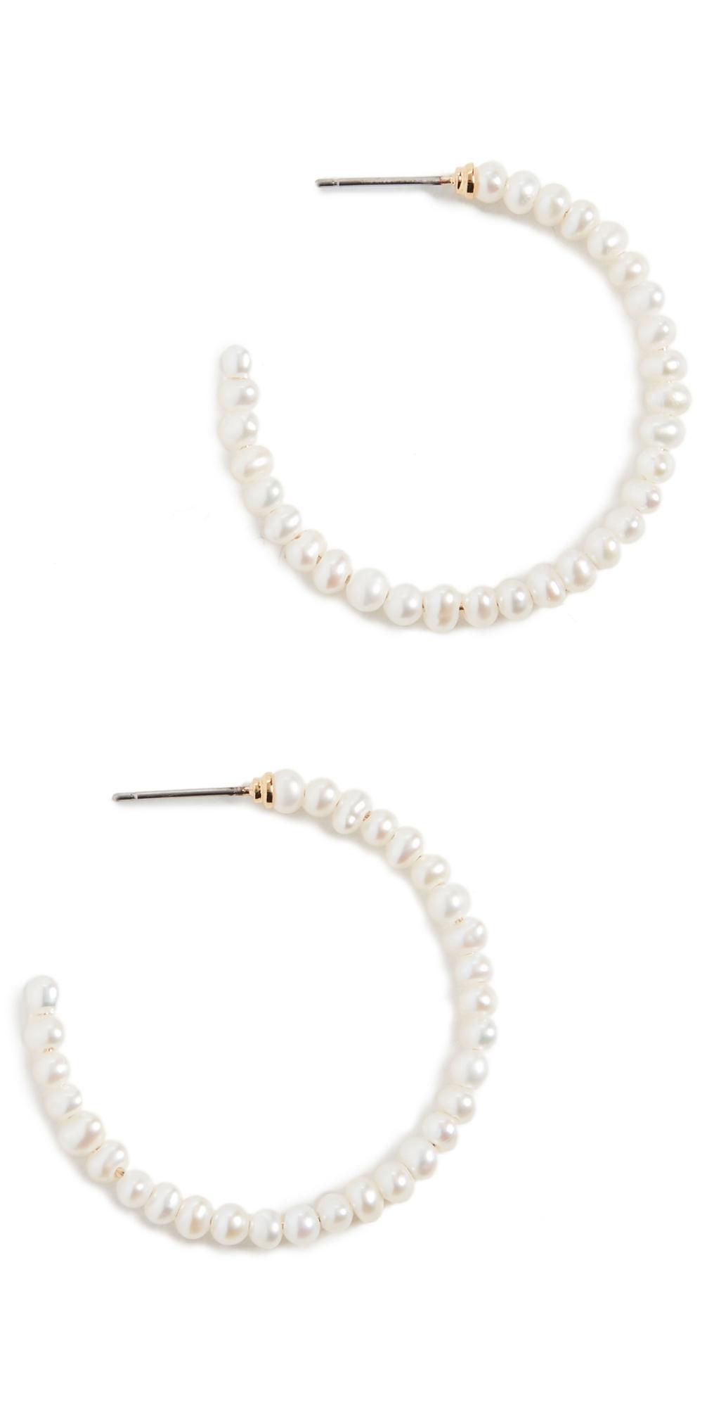 Lele Sadoughi Freshwater Pearl Medium Hoops Pearl One Size Product Image