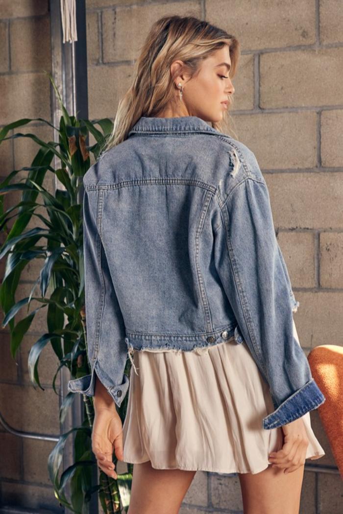 Distressed Denim Jacket Product Image