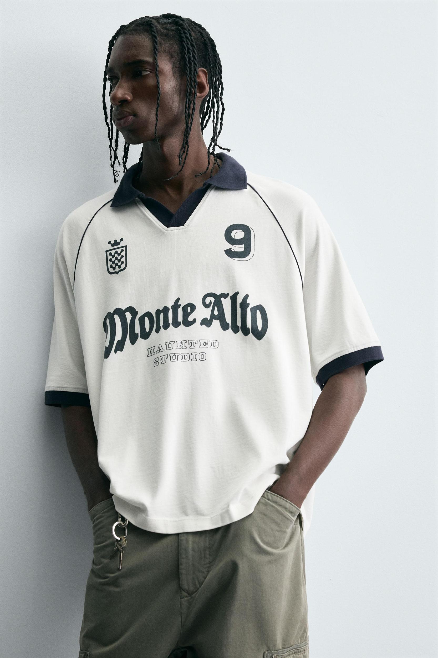 RETRO FOOTBALL PRINT POLO SHIRT Product Image