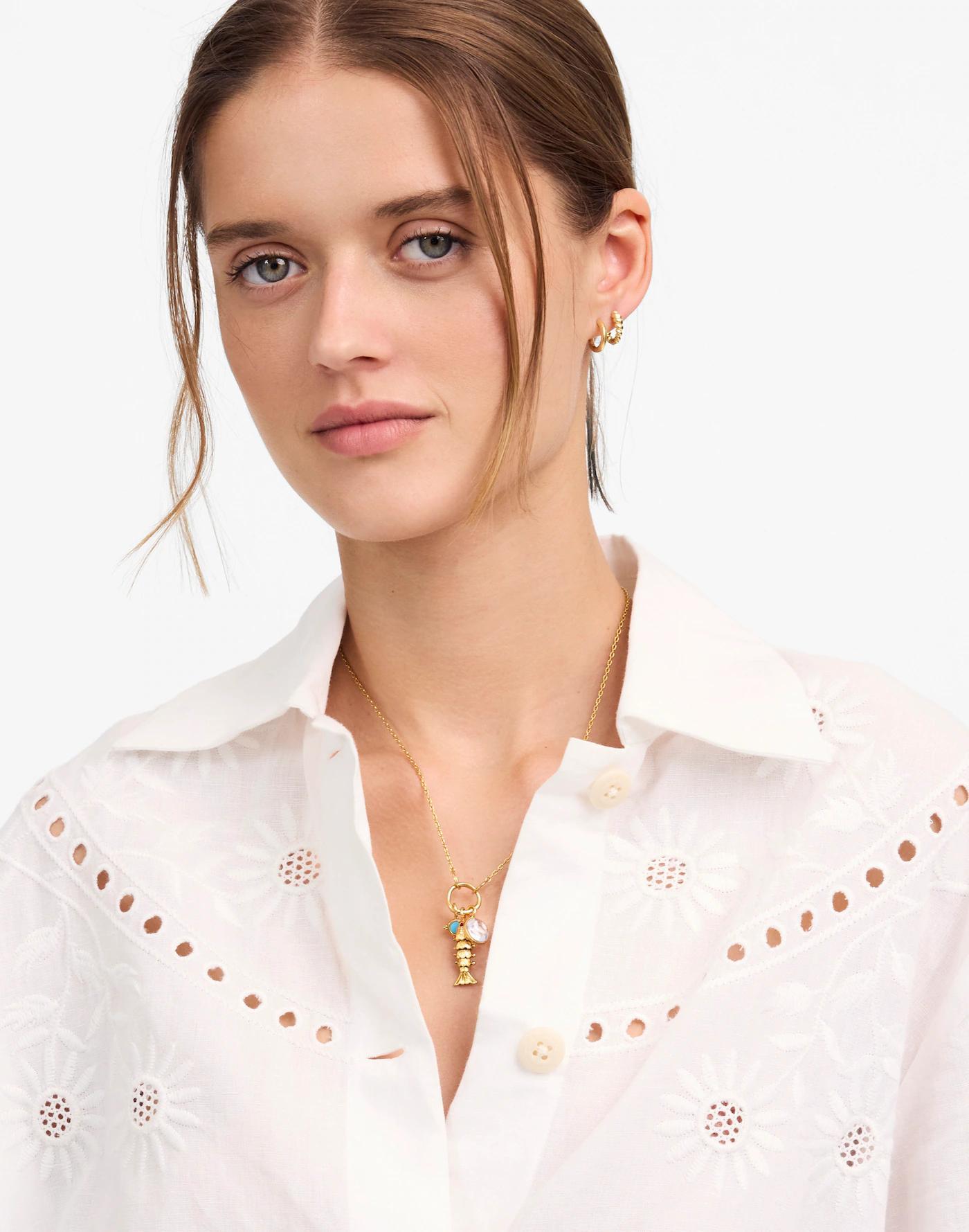 Embroidered Lace Button-Up Shirt Product Image