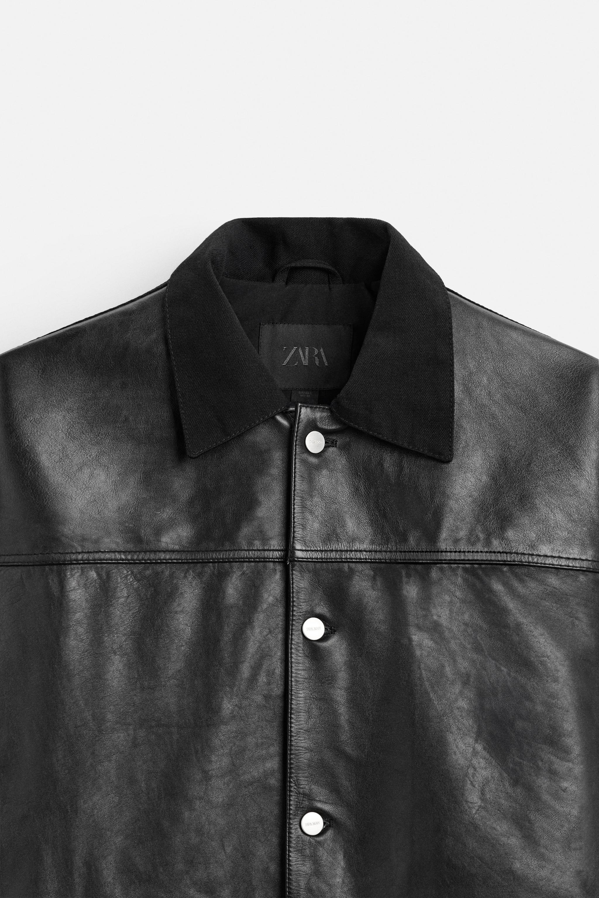 CONTRASTING LEATHER JACKET Product Image