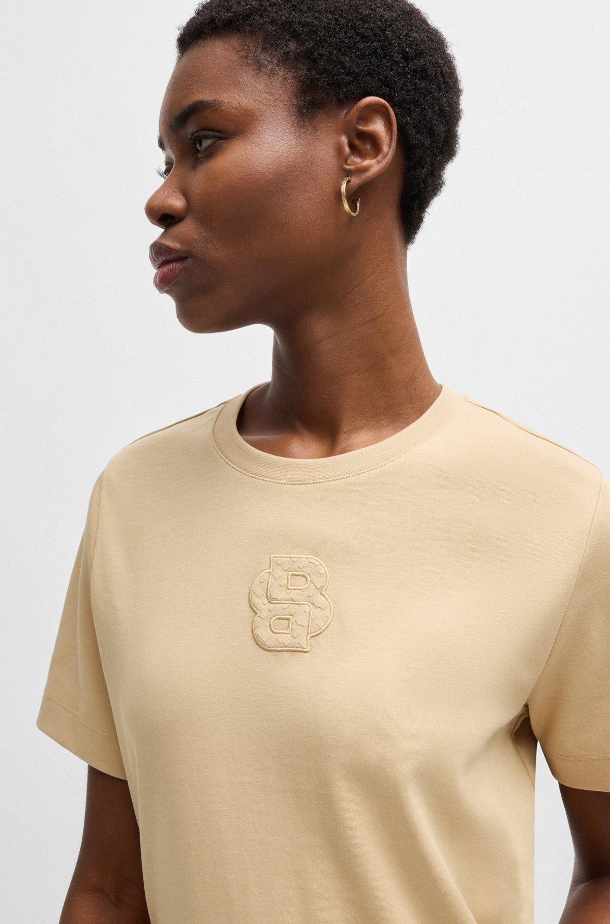 BOSS - Interlock-cotton T-shirt with Double B monogram - White Product Image