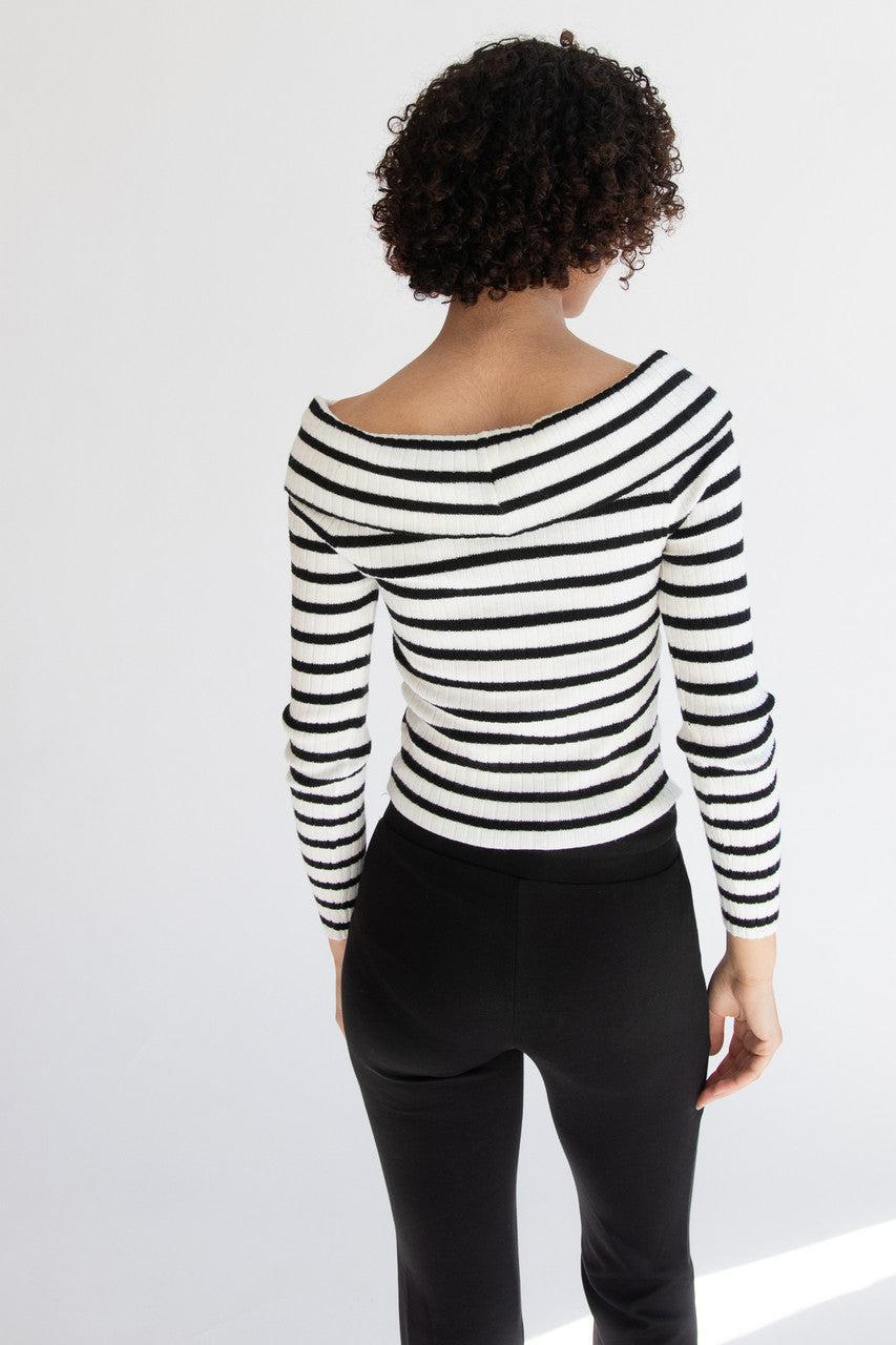 Off The Shoulder Striped Sweater Product Image