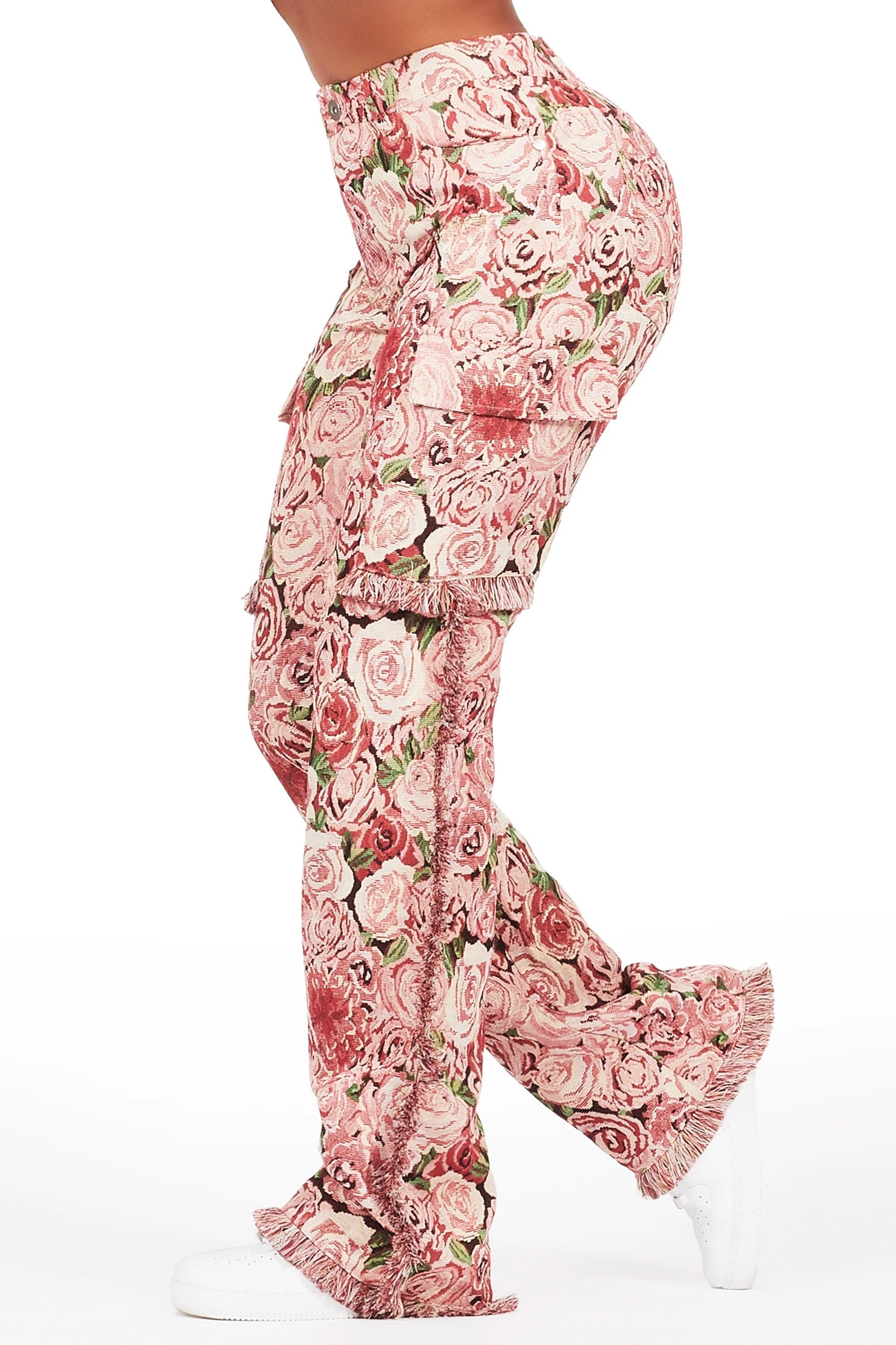 Darresha Pink Floral Tapestry Stacked Pant Female Product Image