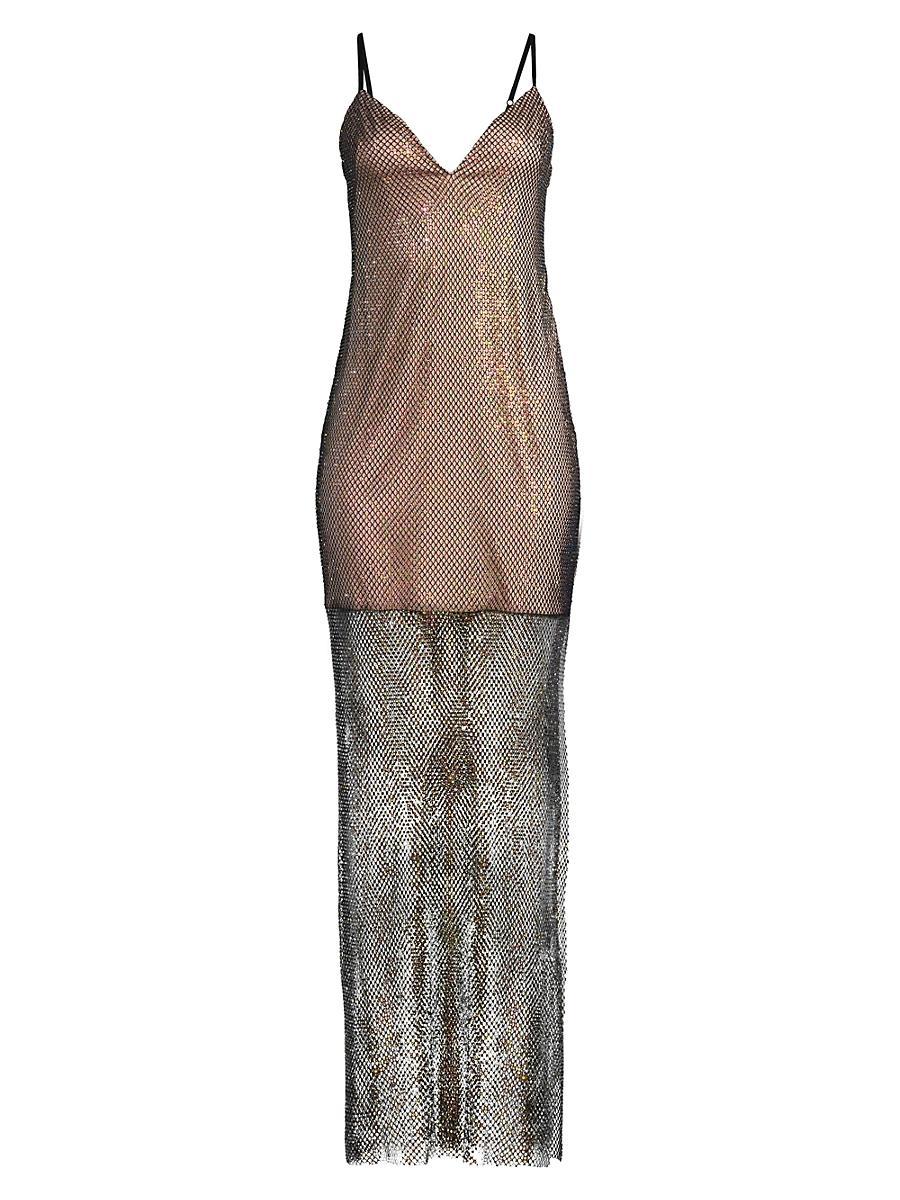 Womens Embellished Fishnet Gown Product Image