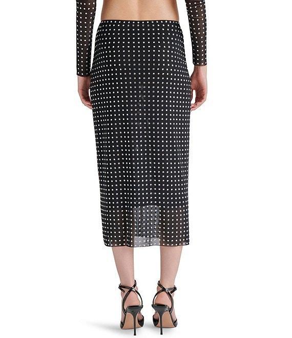 Steve Madden Emi Embellished Rhinestone Mesh Midi Skirt Product Image