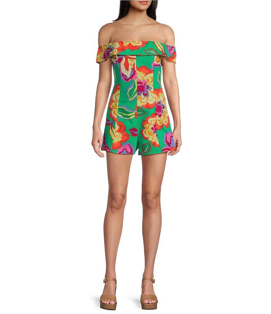 GB Floral Printed Linen Blend Romper Product Image