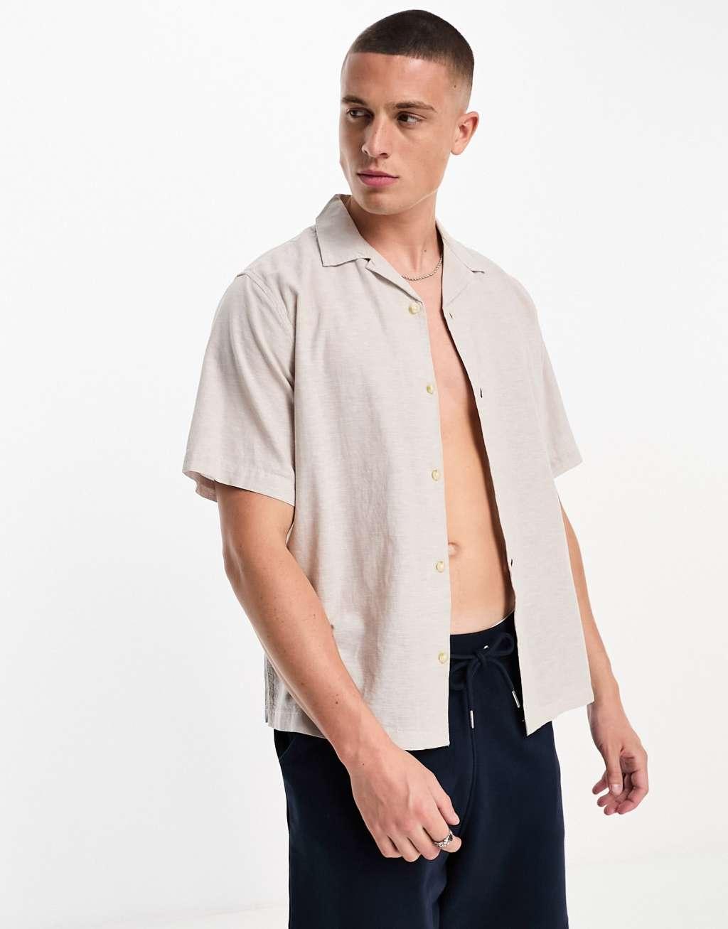 Jack & Jones Premium linen mix revere collar shirt Product Image