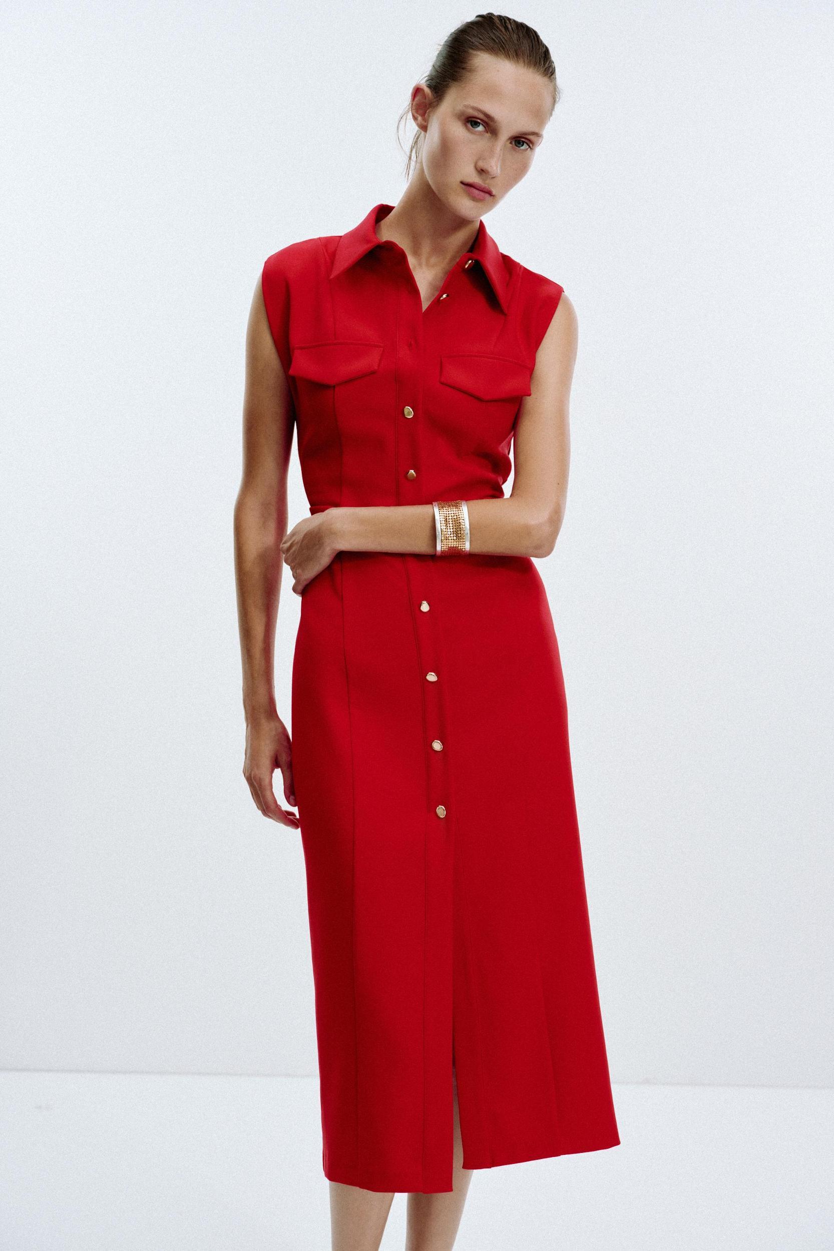 CREPE MIDI FITTED DRESS Product Image