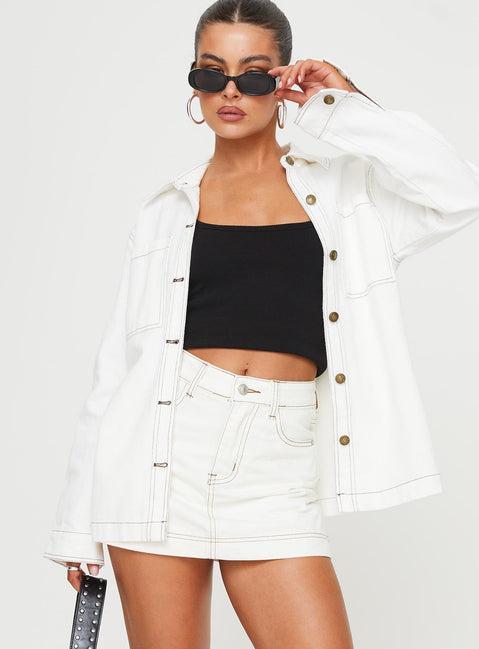 Katlynne Denim Mini Skort White Product Image