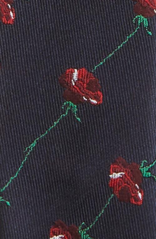 THOM BROWNE Classic Rose Silk Tie In Navy Product Image