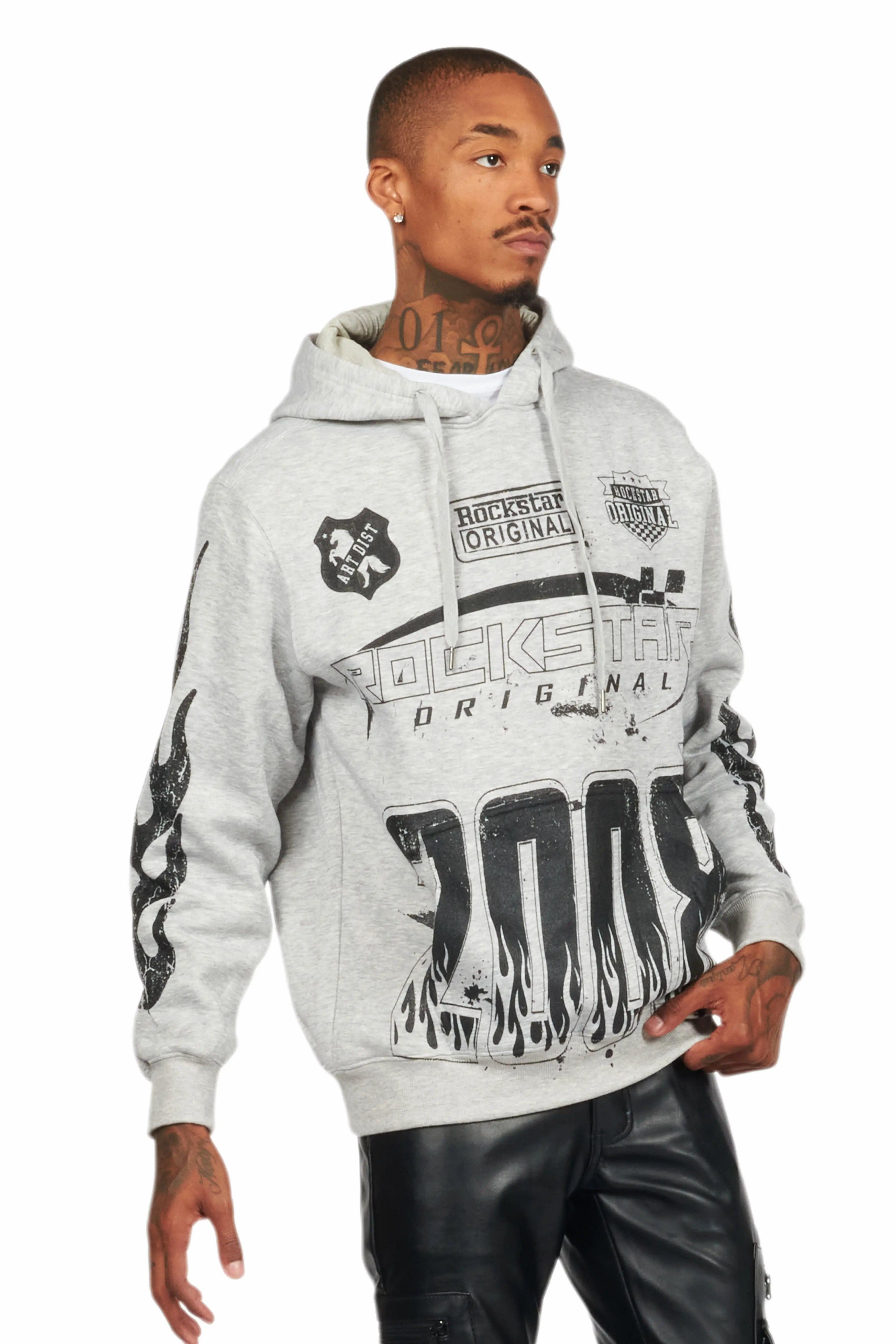 Amos Heather Grey Graphic Hoodie Male Product Image