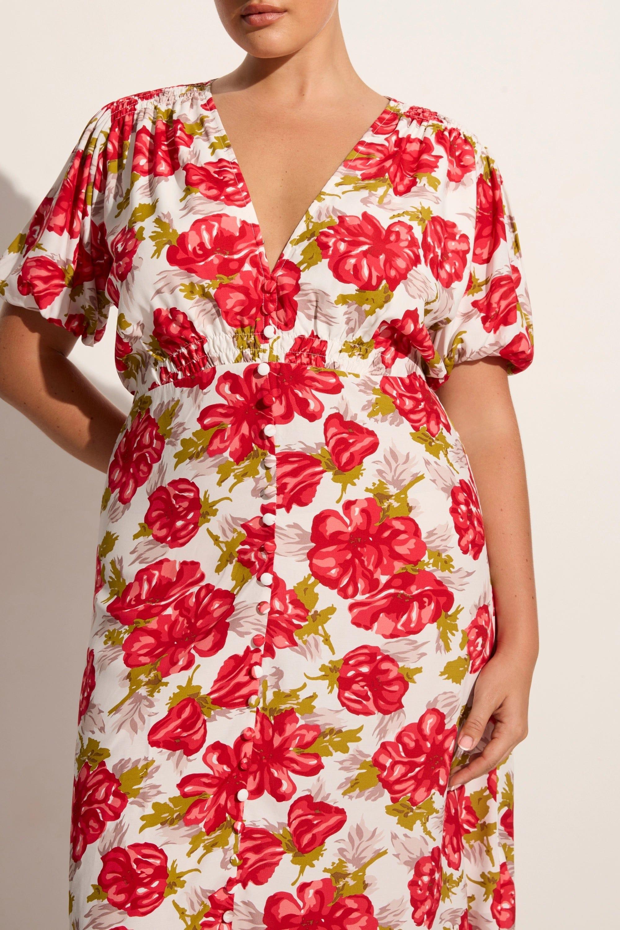 Bellavista Midi Dress Isadora Floral Red - Final Sale Product Image