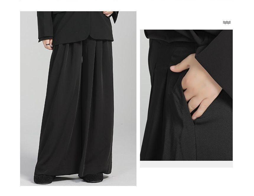 Mid Waist Plain Wide Leg Pants Product Image