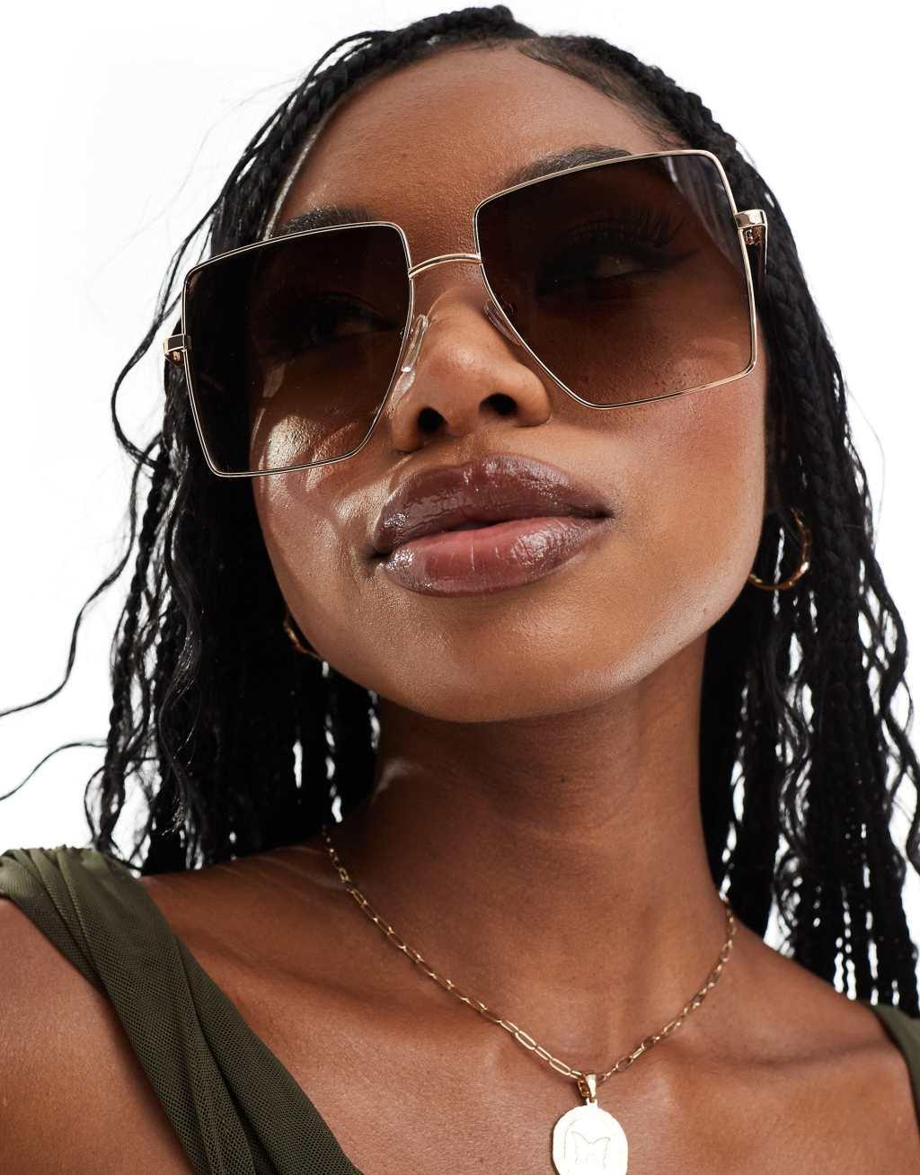 AIRE hadron square metal sunglasses in brown Product Image