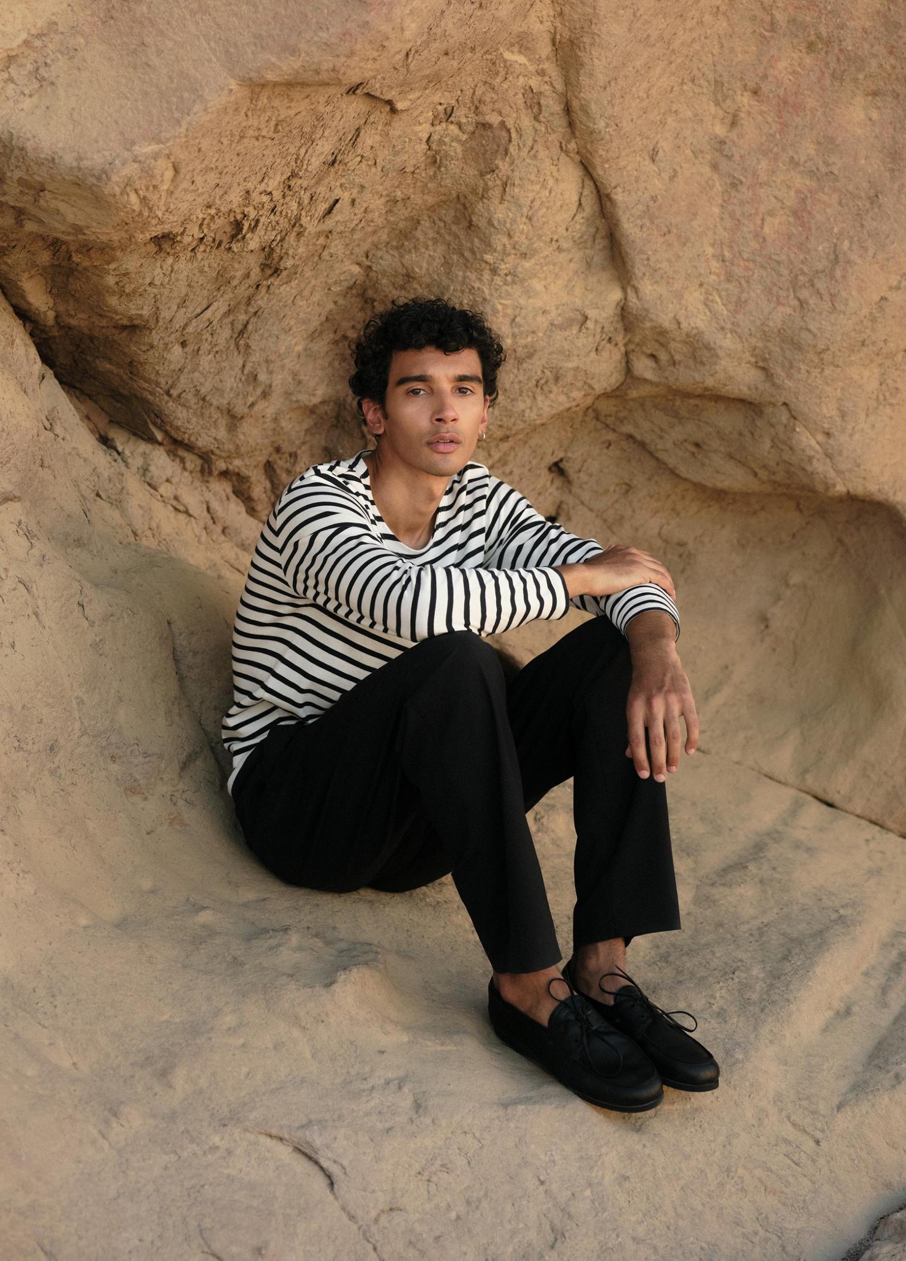 Striped Cotton Long-Sleeve T-Shirt Product Image