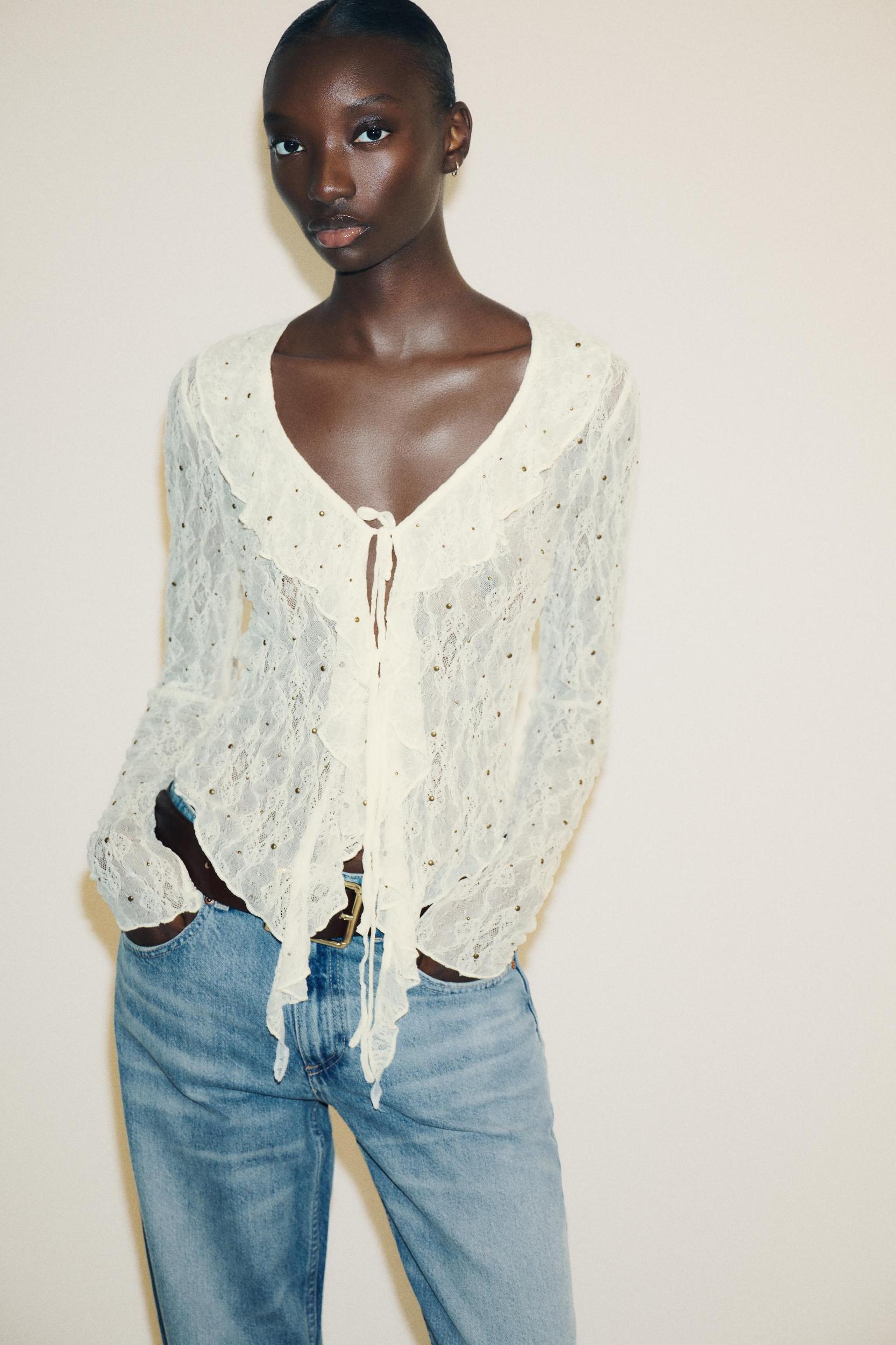 STUDDED LACE TOP Product Image