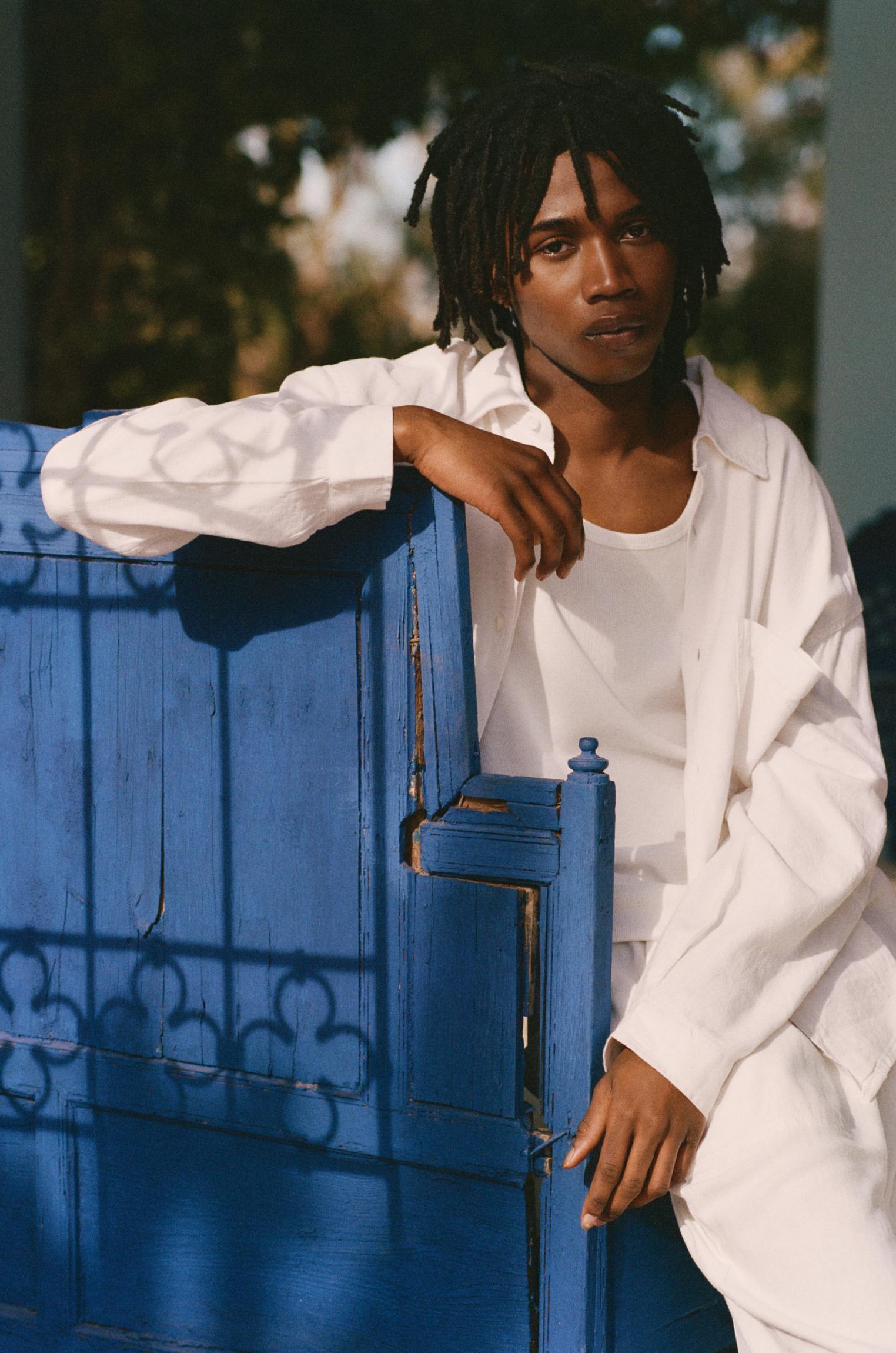 Long sleeve linen blend shirt Product Image