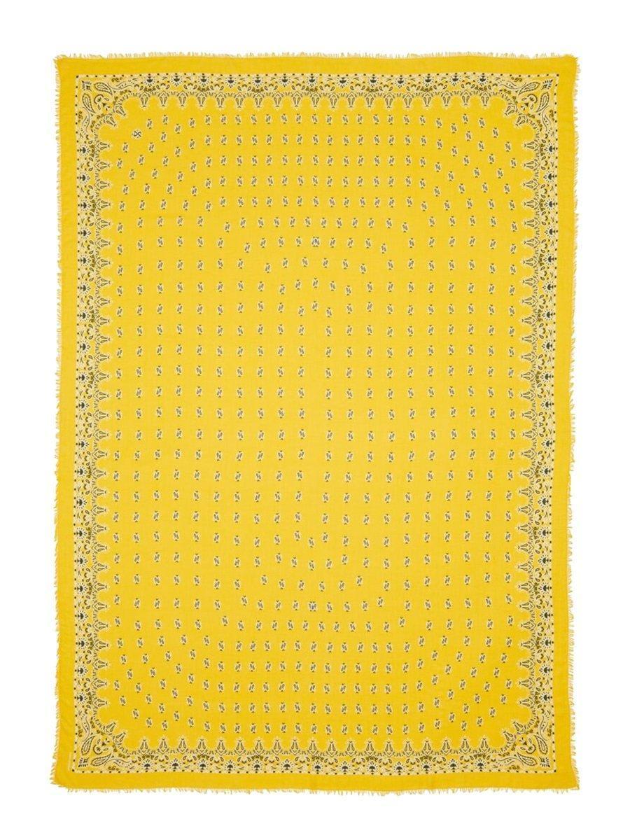 SAINT LAURENT Paisley Printed Frayed Edge Scarf In Yellow Product Image