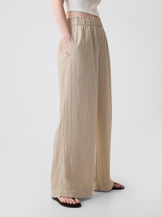 Mid Rise Crinkle Gauze Wide-Leg Pants Product Image