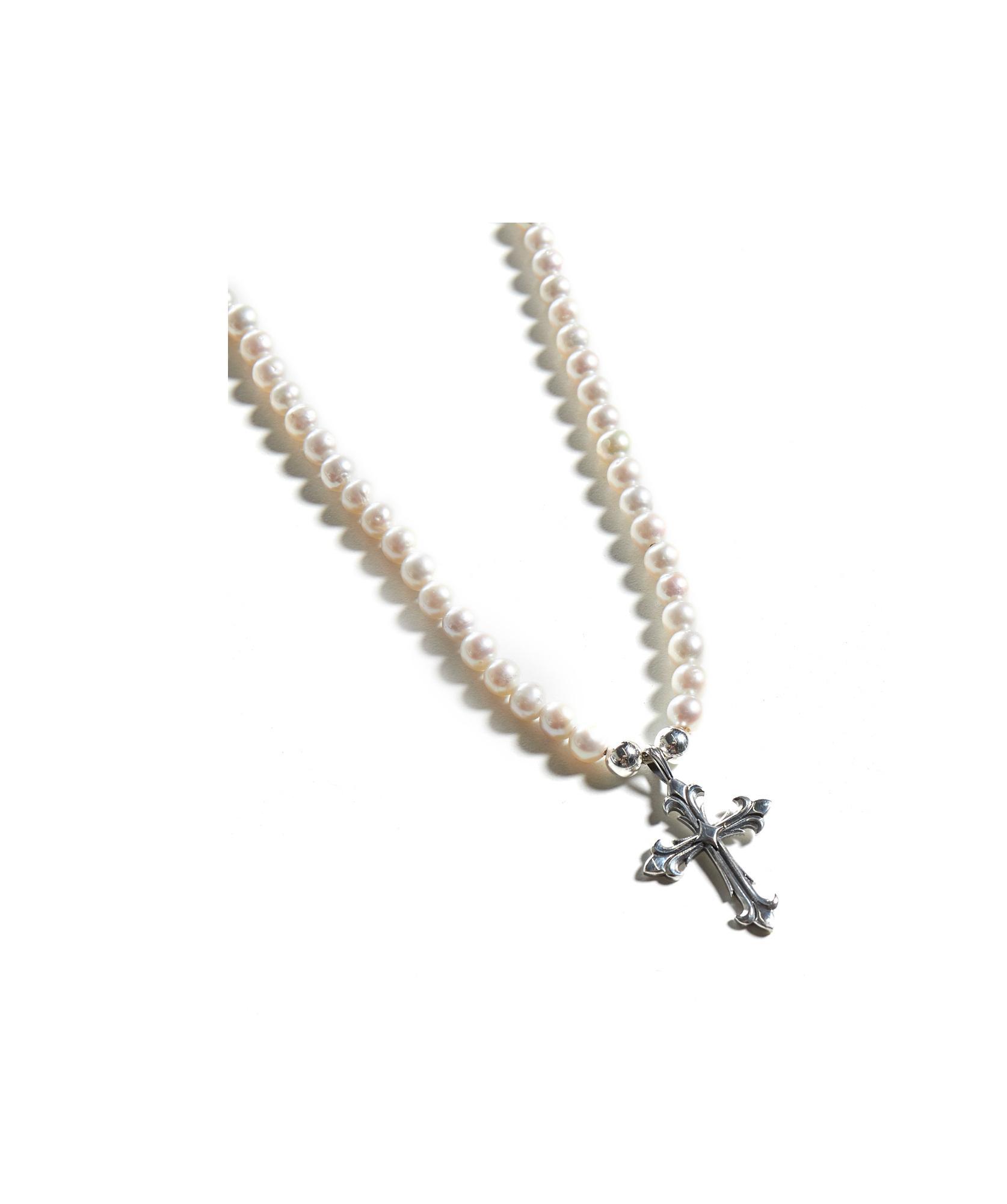 EMANUELE BICOCCHI Cross Pearl Necklace In Silver Product Image