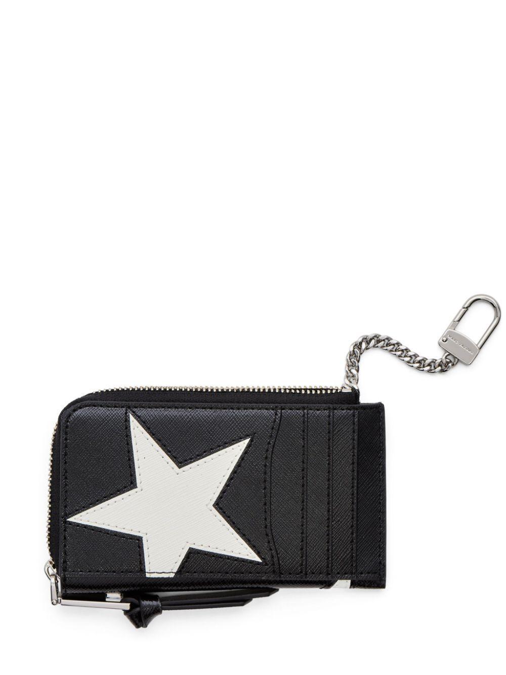 MARC JACOBS The Star Patchwork Utility Snapshot Wallet In Black/white Product Image