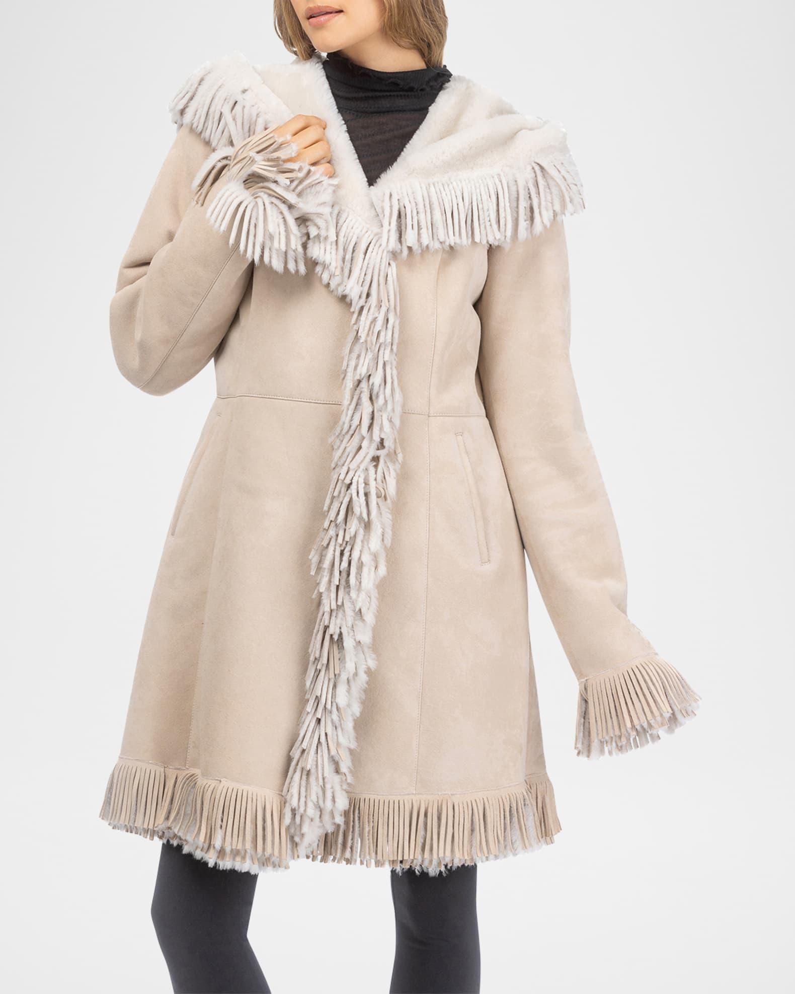 Merino Shearling Lamb Parka With Fringes Product Image