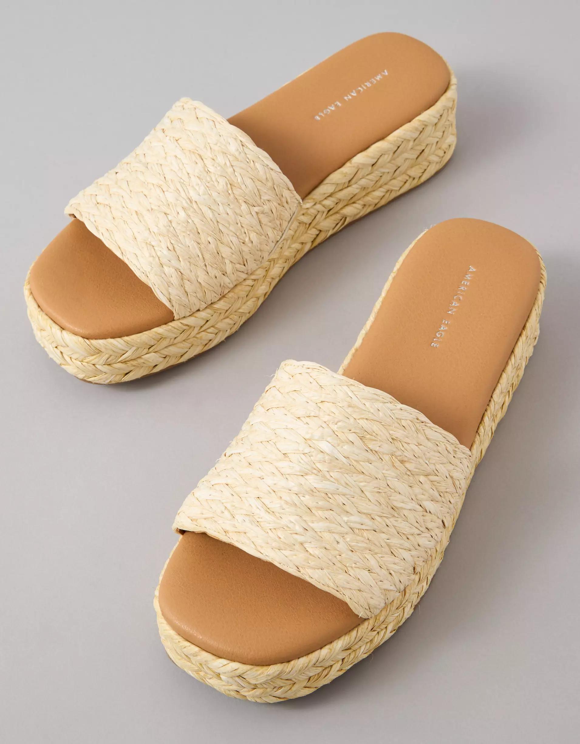 AE Raffia Espadrille Flatform Slide Sandal Product Image