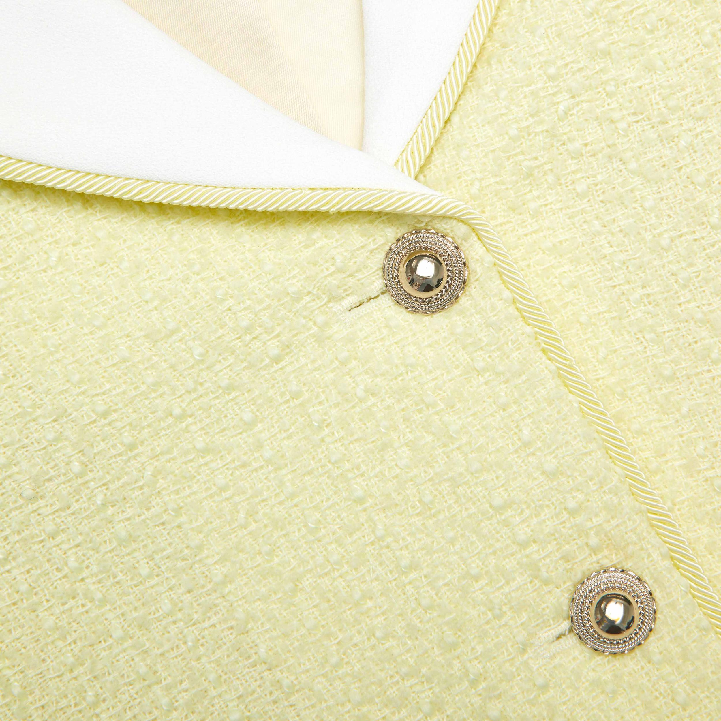 Yellow Boucle Contrast Collar Jacket Product Image