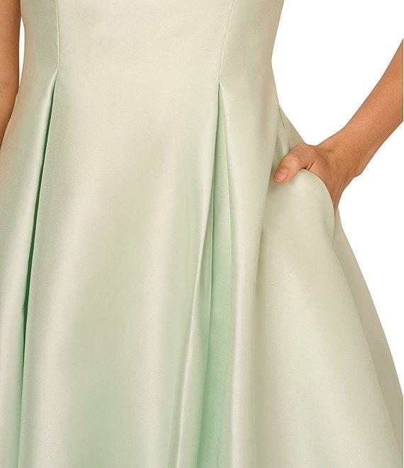 Adrianna Papell Boat Neck Sleeveless A-Line Taffeta Dress Product Image