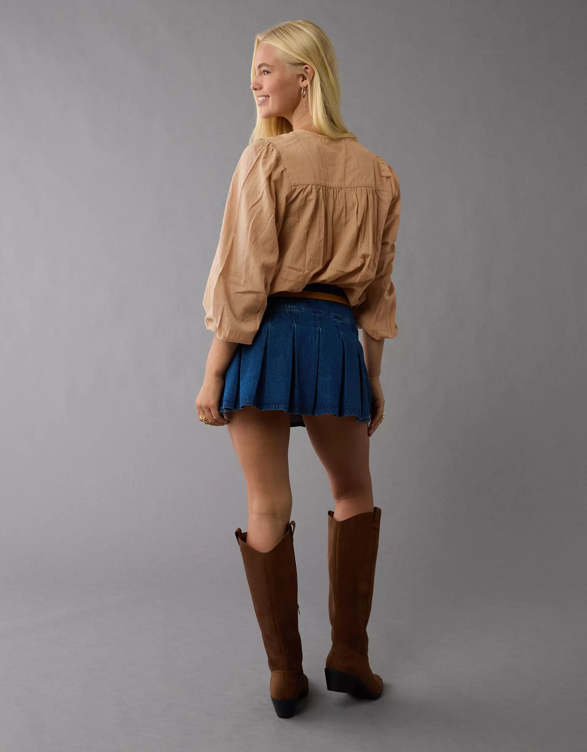 AE Long-Sleeve Breezy Boho Blouse Product Image