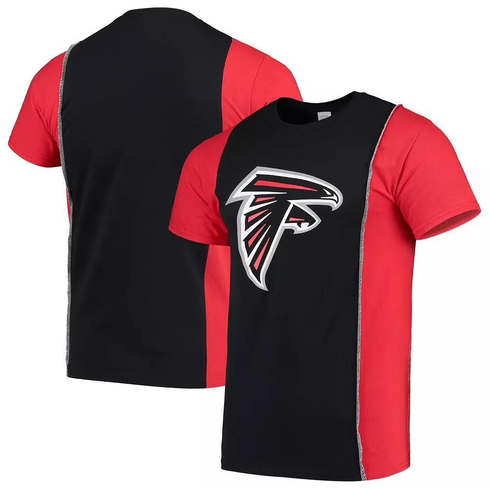 Men's Refried Apparel Black/Red Atlanta Falcons Sustainable Upcycled Split T-Shirt, Size: Small Product Image