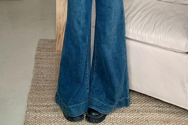 High Waist Washed Wide Leg Jeans Product Image