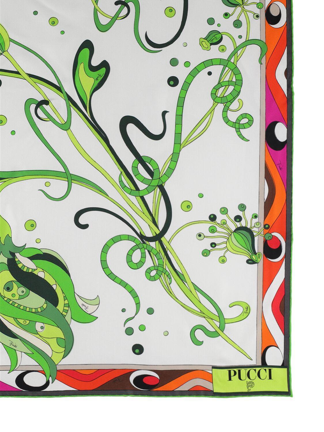 PUCCI Printed Silk Twill Scarf In Green Product Image