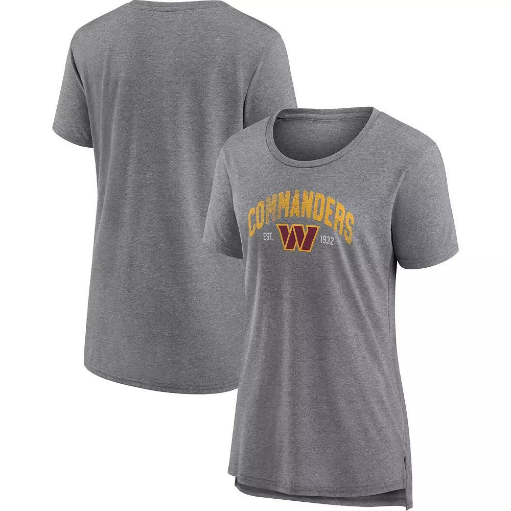Women's Fanatics Branded Heathered Gray Washington Commanders Drop Back Modern T-Shirt,  Product Image