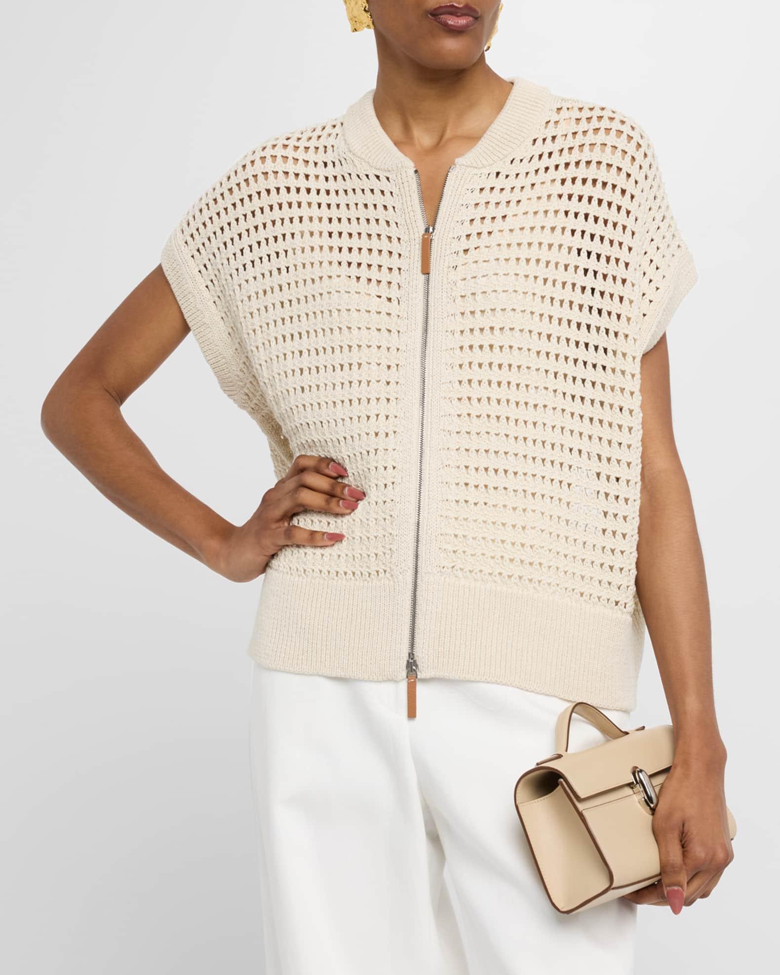 Open-Knit Cotton Sweater Vest Product Image