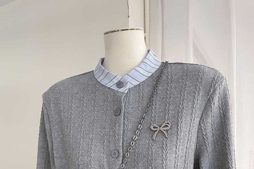 Plain Striped Panel Cardigan Product Image